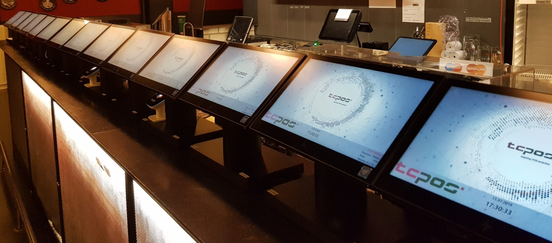 TCPOS POS system in a modern hospitality or retail environment