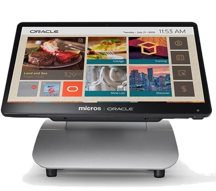 Oracle MICROS Workstation 6 POS terminal with customer display and side payment terminal